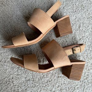 TOMS Women's Poppy Leather Slingback Block Heel Sandals